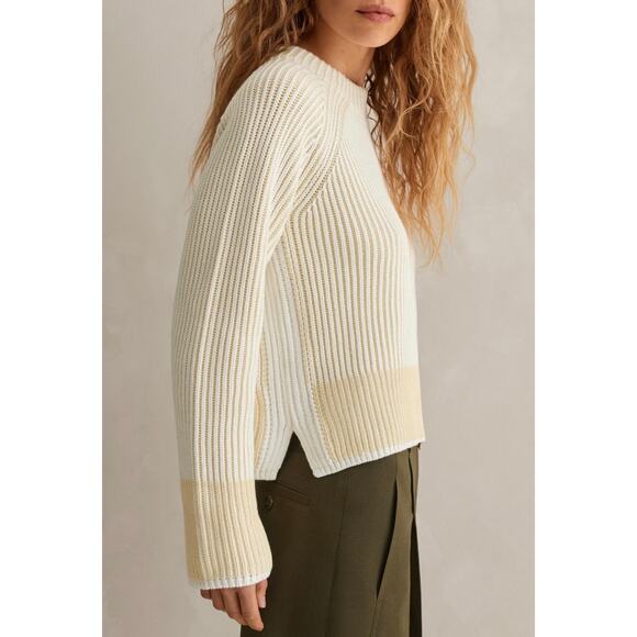 ME+EM Soft-Touch Cotton Rib Knit Weekend Sweater Jumper Natural Cream XS Ecru - Picture 2 of 11